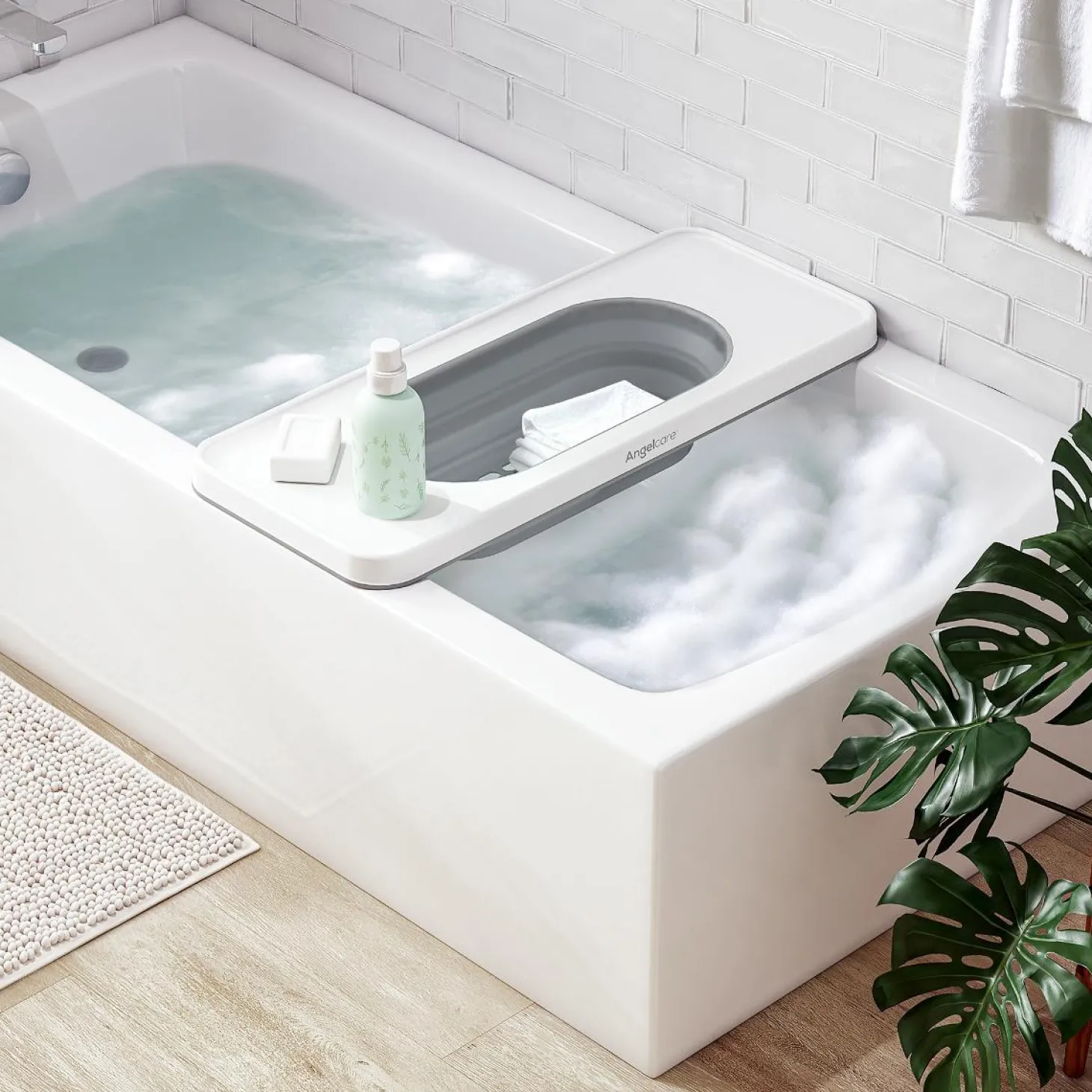 Angelcare Plateau de Bain avec Panier à Jouet Extensible Blanc