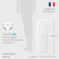 Angelcare                    Poubelle à couches Classic XL avec 1 recharge    Blanc
