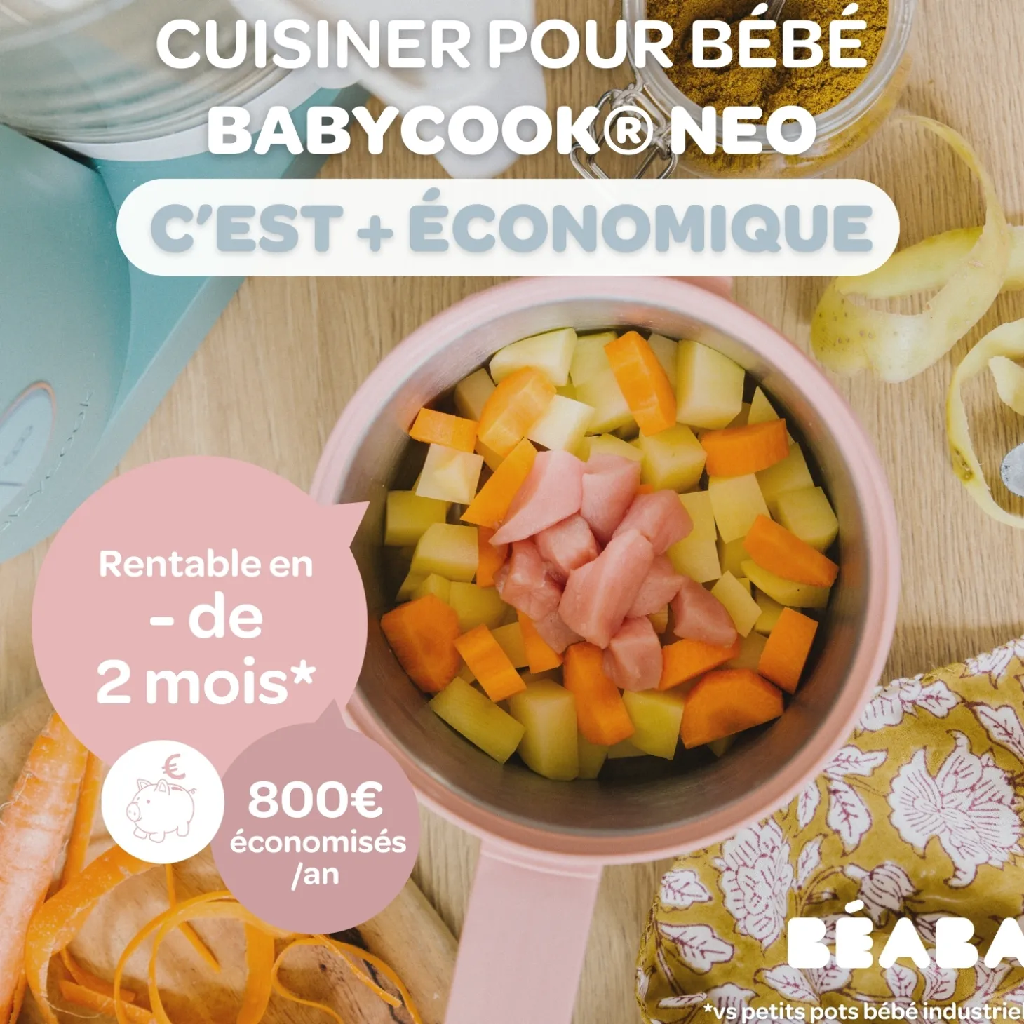 Béaba Babycook Néo Robot Bébé 6 en 1, Made in France Eucalyptus