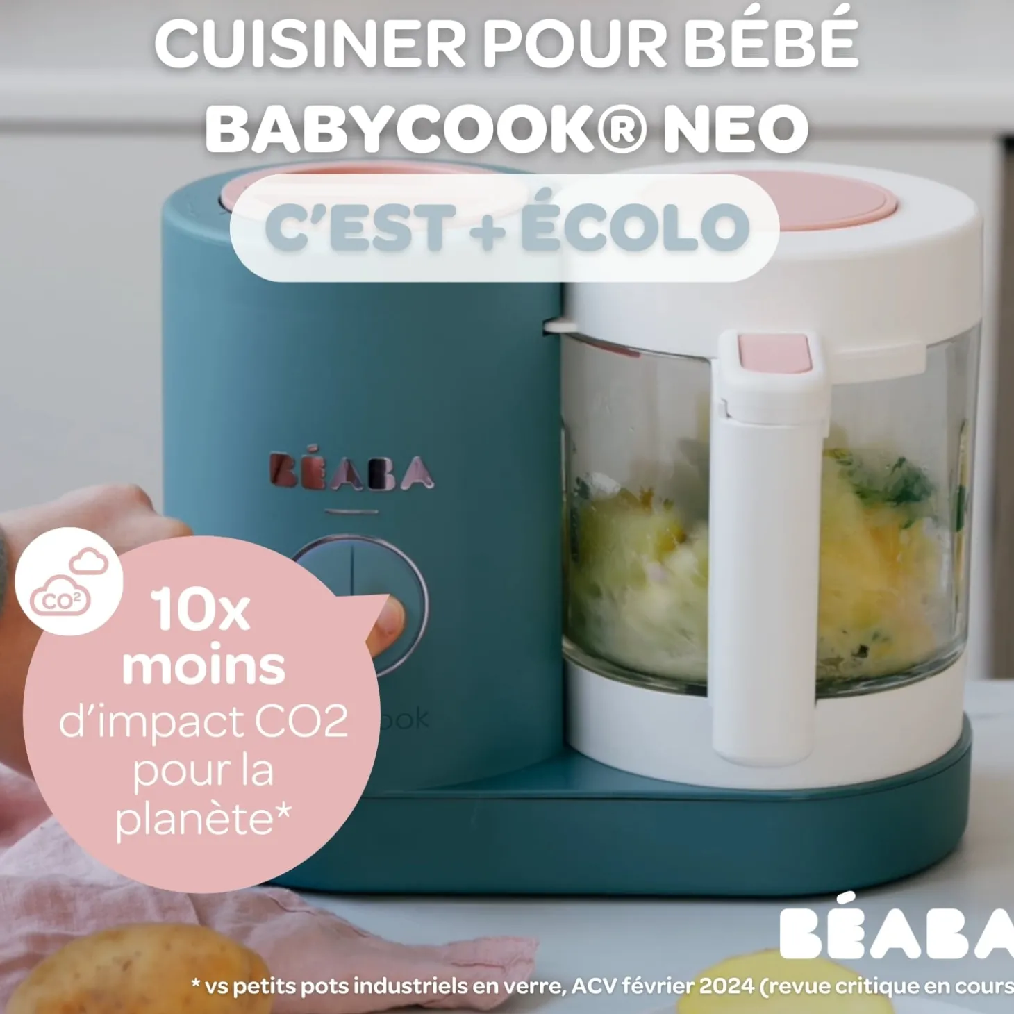 Béaba Babycook Néo Robot Bébé 6 en 1, Made in France Eucalyptus