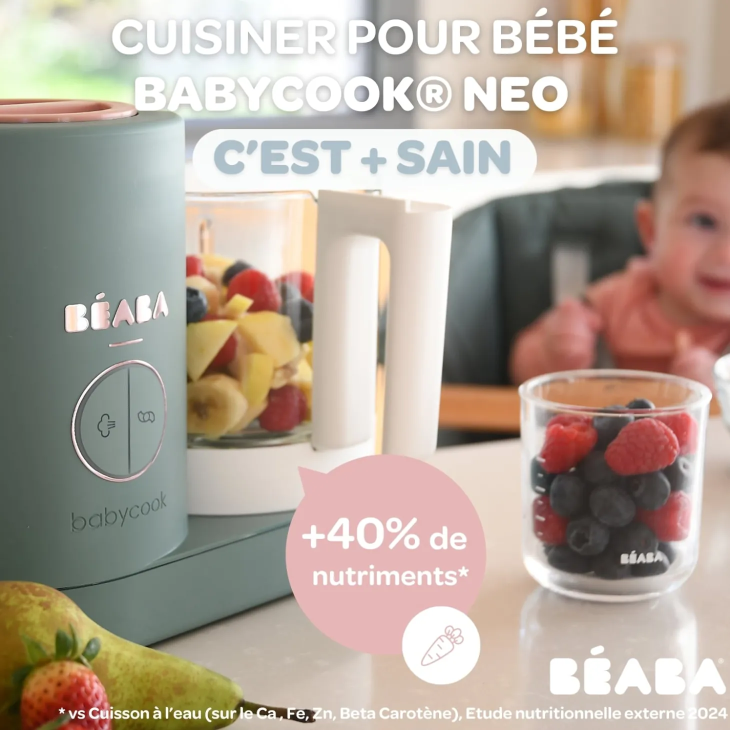 Béaba Babycook Néo Robot Bébé 6 en 1, Made in France Eucalyptus
