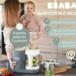 Béaba Babycook Néo Robot Bébé 6 en 1, Made in France Gris Mineral