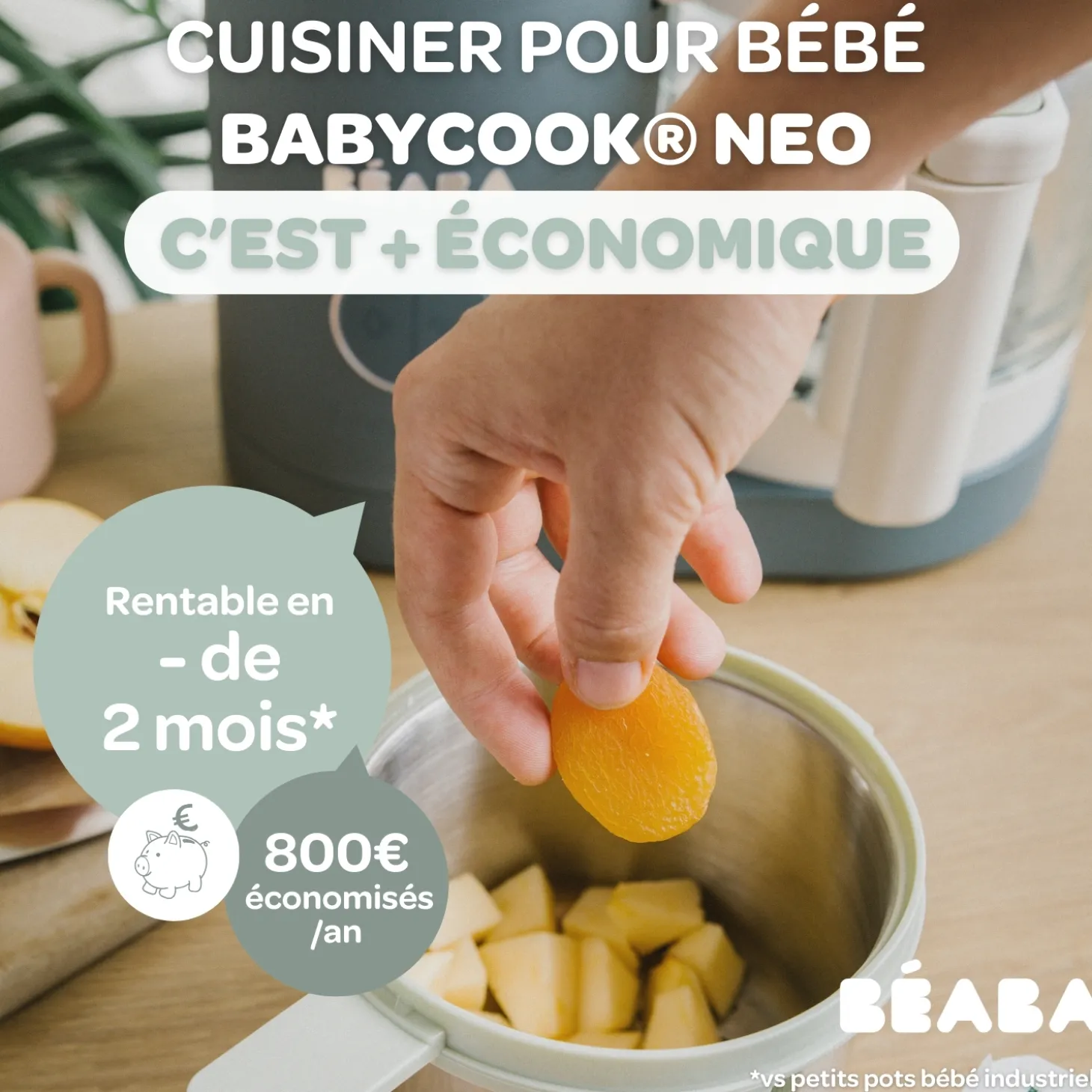 Béaba Babycook Néo Robot Bébé 6 en 1, Made in France Gris Mineral