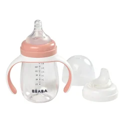 Béaba Biberon d'apprentissage 2en1 Old Pink 210 ml