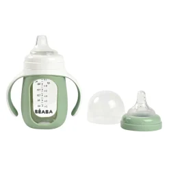 Béaba                    Biberon d'apprentissage 2 en 1 en verre    Vert sauge
