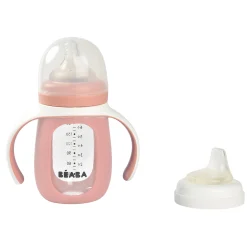 Béaba                    Biberon d'apprentissage 2 en 1 en verre    Old Pink            210 ml