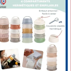 Béaba Boîte Doseuse 4 Compartiments Galet Translucide