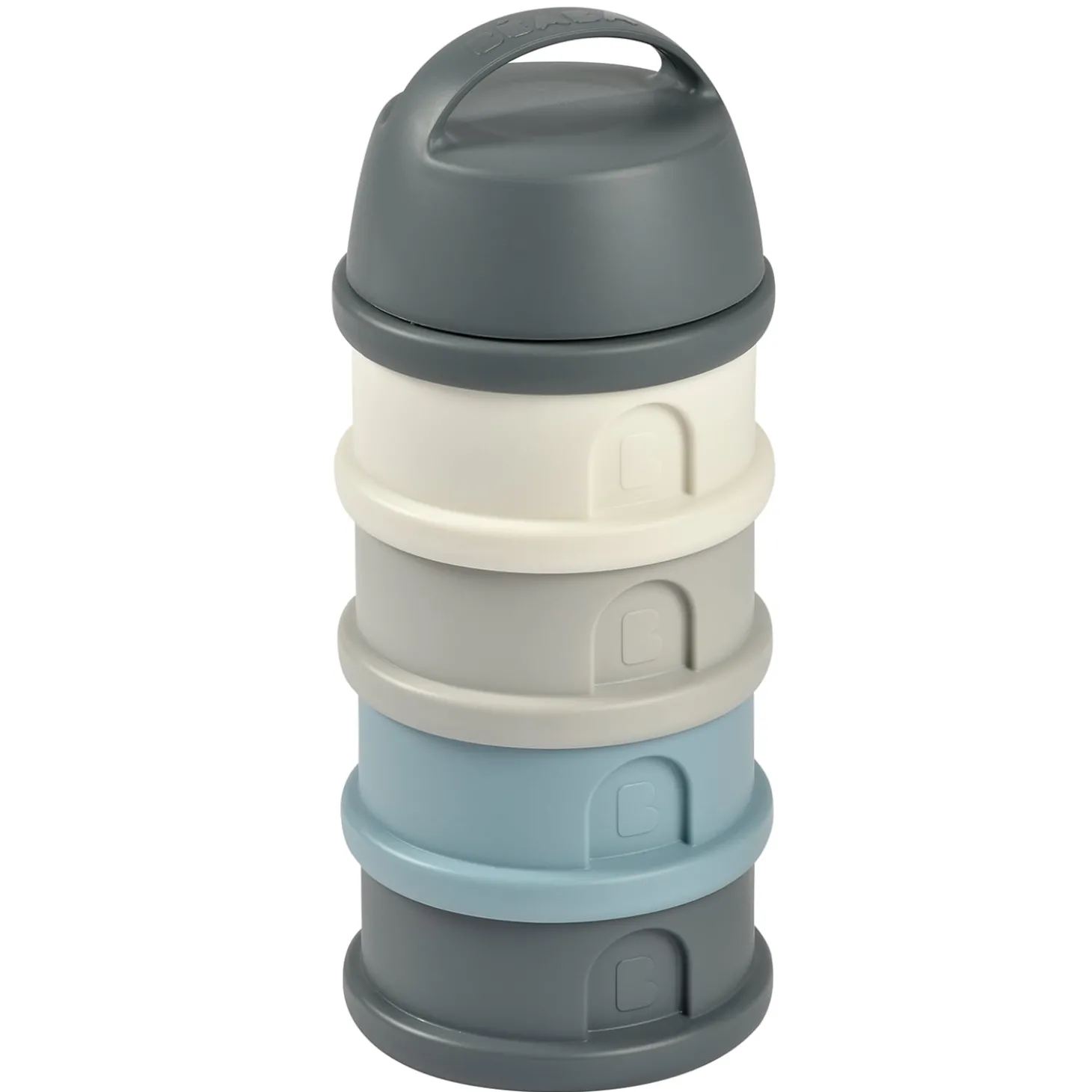 Béaba Boîte doseuse pour lait en poudre 4 compartiments Mineral Grey/Blue