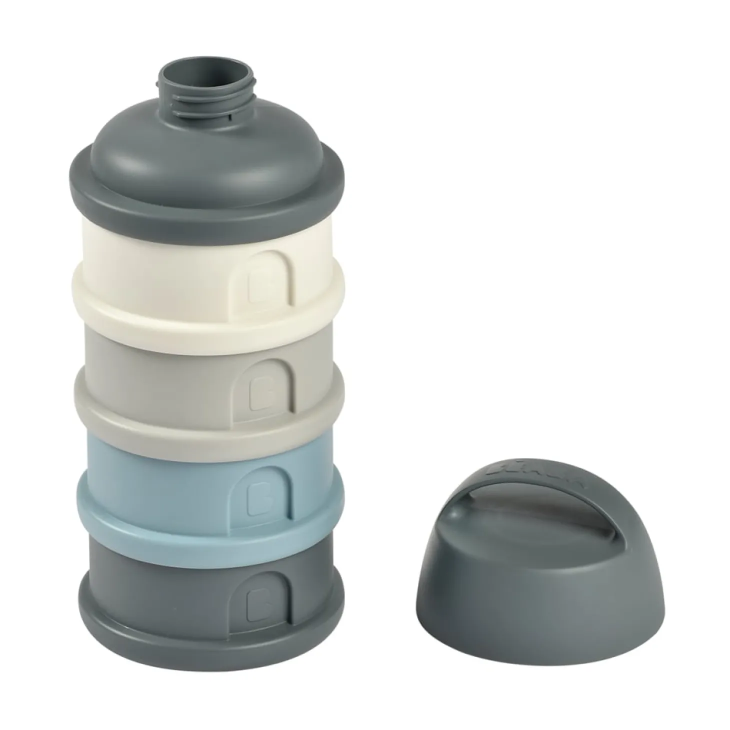 Béaba Boîte doseuse pour lait en poudre 4 compartiments Mineral Grey/Blue