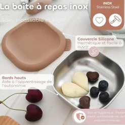 Béaba Boîtes Repas Inox Multi-Usage x3 Natural Set