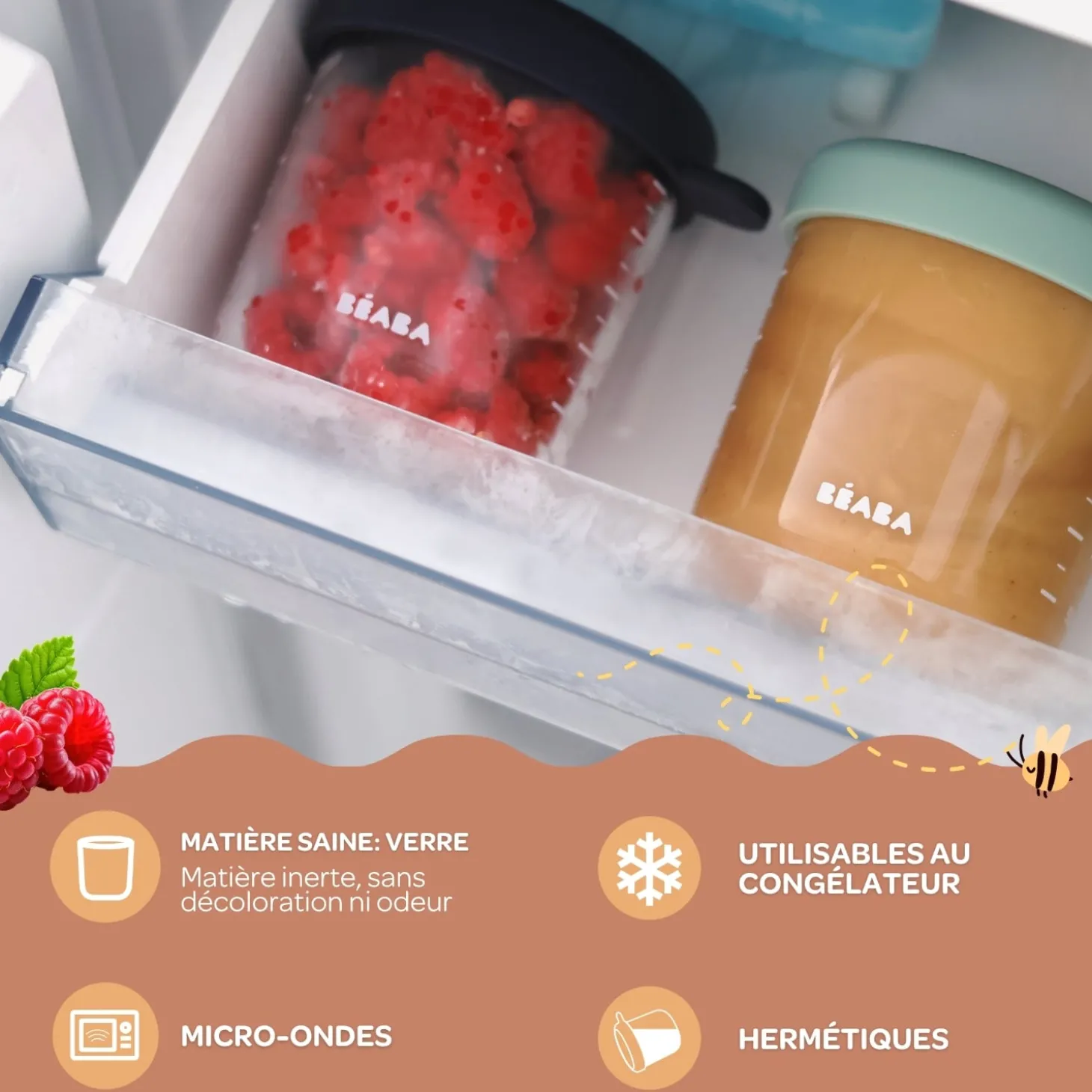 Béaba Coffret 6 Portions Verre Natural Color Mix 250 ml