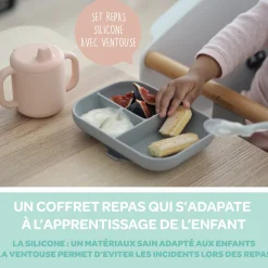 Béaba Coffret repas d'apprentissage en silicone Pink 8 mois+