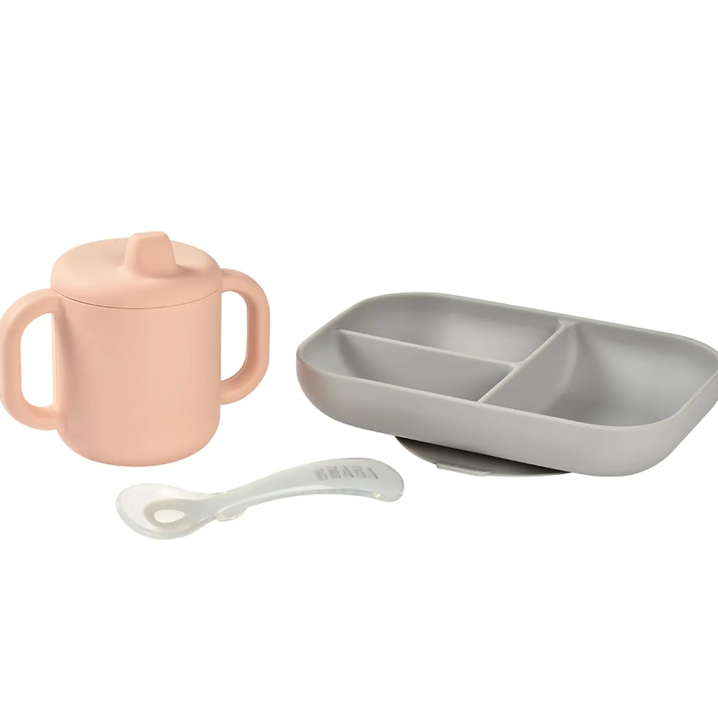 Béaba Coffret repas d'apprentissage en silicone Pink 8 mois+