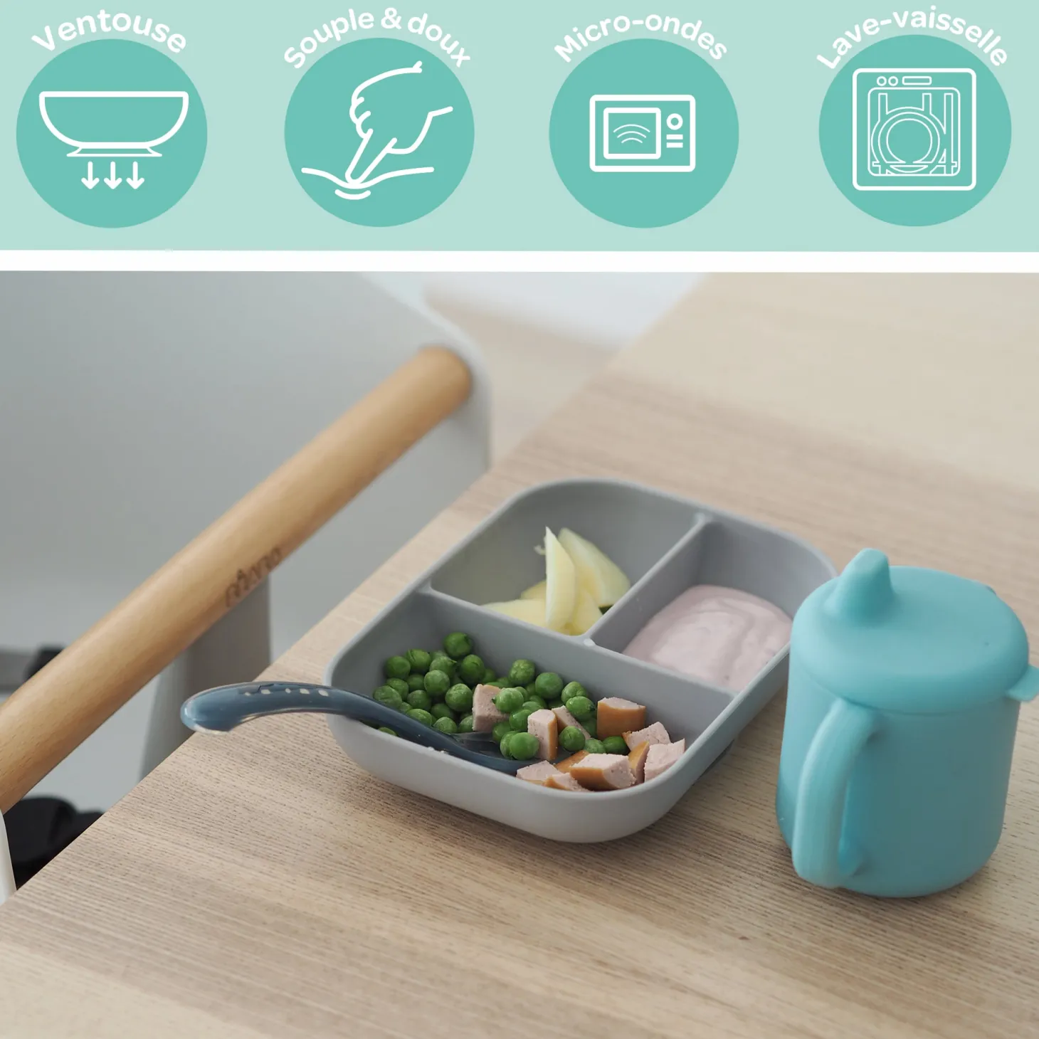 Béaba Coffret repas d'apprentissage en silicone Pink 8 mois+