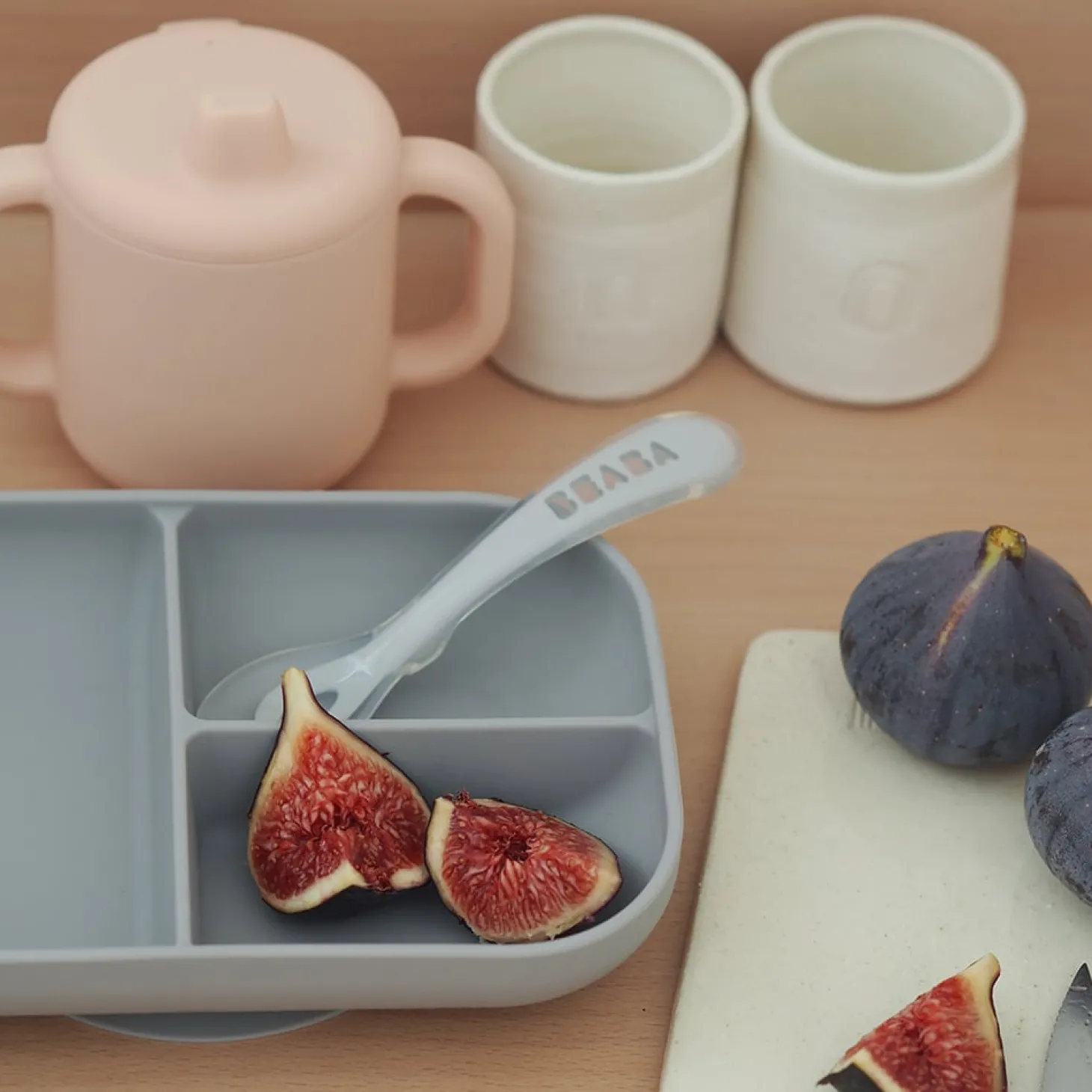 Béaba Coffret repas d'apprentissage en silicone Pink 8 mois+