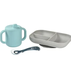Béaba                    Coffret repas d'apprentissage en silicone    Blue            8 mois+