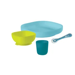 Béaba                    Coffret Repas Silicone 4 pièces    Blue