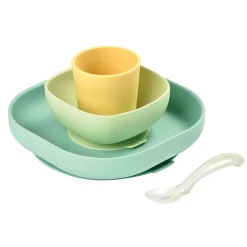 Béaba                    Coffret Repas Silicone 4 pièces    Jaune