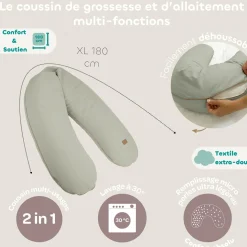 Béaba                    Coussin de maternité Big Flopsy French Terry    Vert de gris