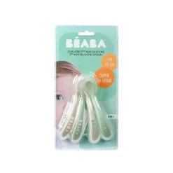 Béaba                    4 cuillères 2e âge silicone    grey/sage green
