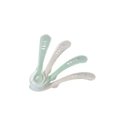 Béaba                    4 cuillères 2e âge silicone    grey/sage green