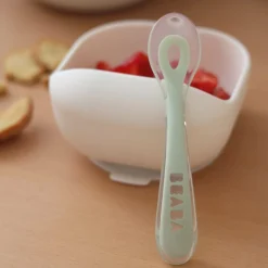 Béaba                    Cuillère silicone 2ème âge      Vert de gris