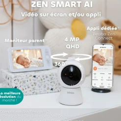 Béaba Ecoute Bébé Vidéo Zen Smart Ai Blanc