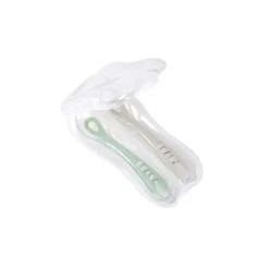 Béaba                    Lot de 2 cuillères silicone 2ème âge avec boite de transport     Argile/Vert De Gris