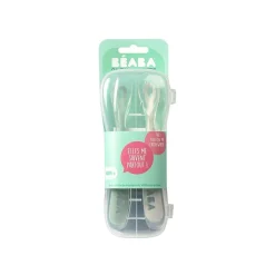 Béaba                    Lot de 2 cuillères silicone 1er âge avec boite    Natural