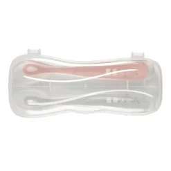 Béaba                    Lot de 2 cuillères silicone 1er âge avec boite    Duo Barbe à papa / Guimauve