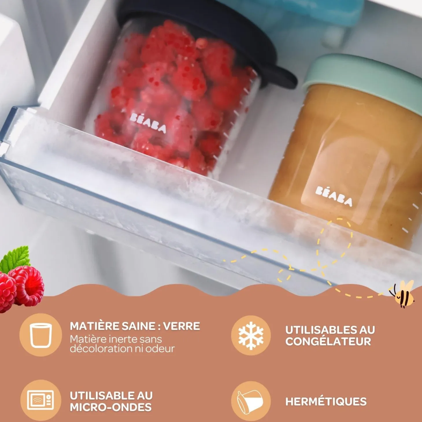 Béaba Lot de 2 Portions verre Night Blue/Honey 250 ml