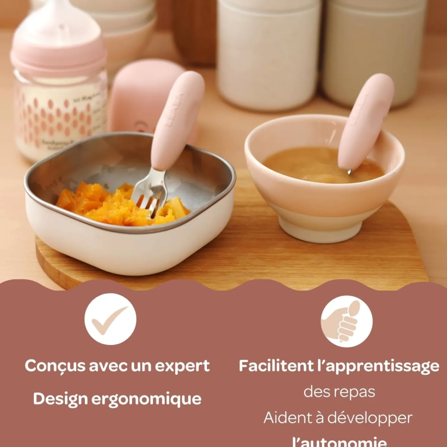 Béaba Lot de 2 Pré-Couverts Inox Barbe A Papa