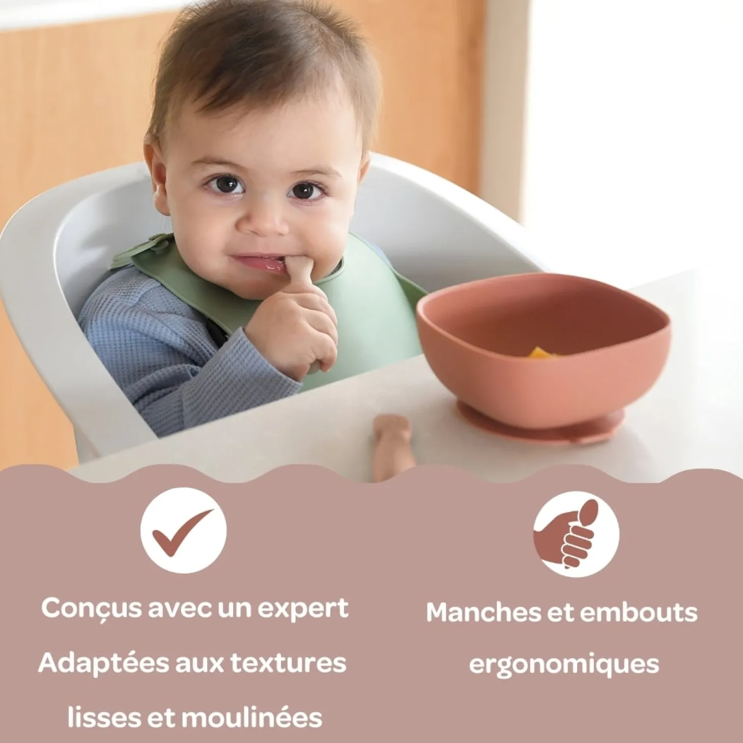 Béaba Lot de 2 Pré-Cuillères en silicone Barbe A Papa