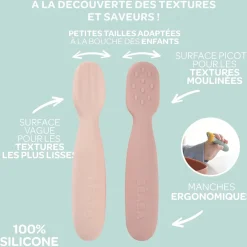 Béaba Lot de 2 Pré-Cuillères en silicone Barbe A Papa