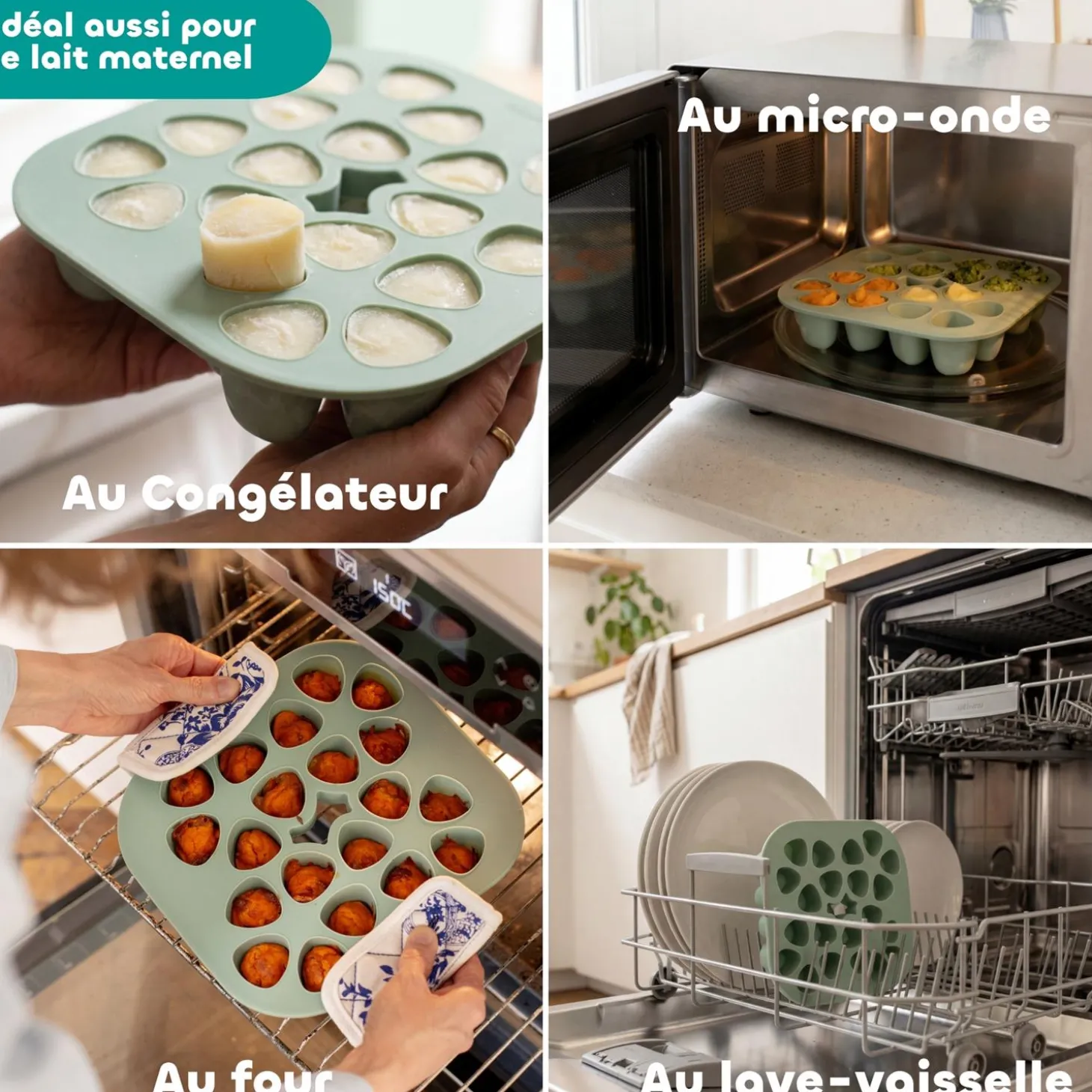 Béaba Mini Multiportions Silicone Vert sauge 20x35 ml