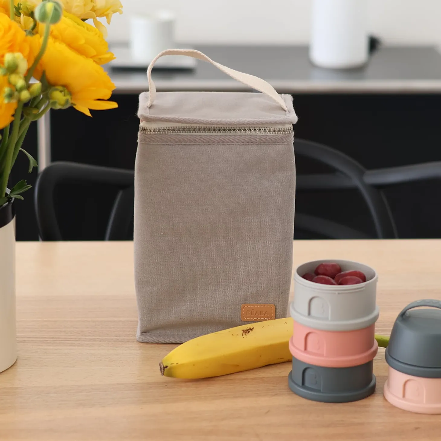 Béaba Pochette repas isotherme canvas Gris Perle
