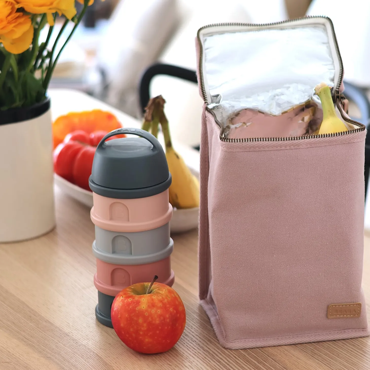 Béaba Pochette repas isotherme canvas Rose Poudré