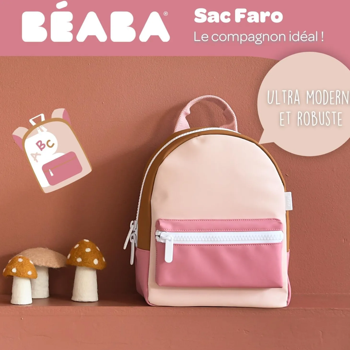 Béaba Sac à dos Enfant Faro Dusty Rose