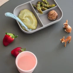 Béaba                    Set repas silicone 2 pièces compartimenté    Grey