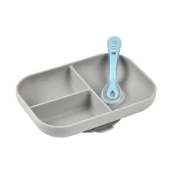 Béaba                    Set repas silicone 2 pièces compartimenté    Grey