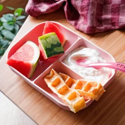 Béaba                    Set repas silicone 2 pièces compartimenté    Pink