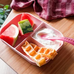 Béaba                    Set repas silicone 2 pièces compartimenté    Pink