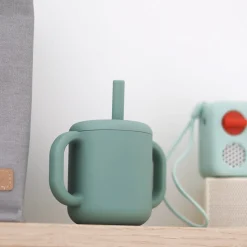 Béaba                    Tasse paille silicone    Sage Green