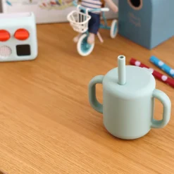 Béaba                    Tasse paille silicone    Sage Green