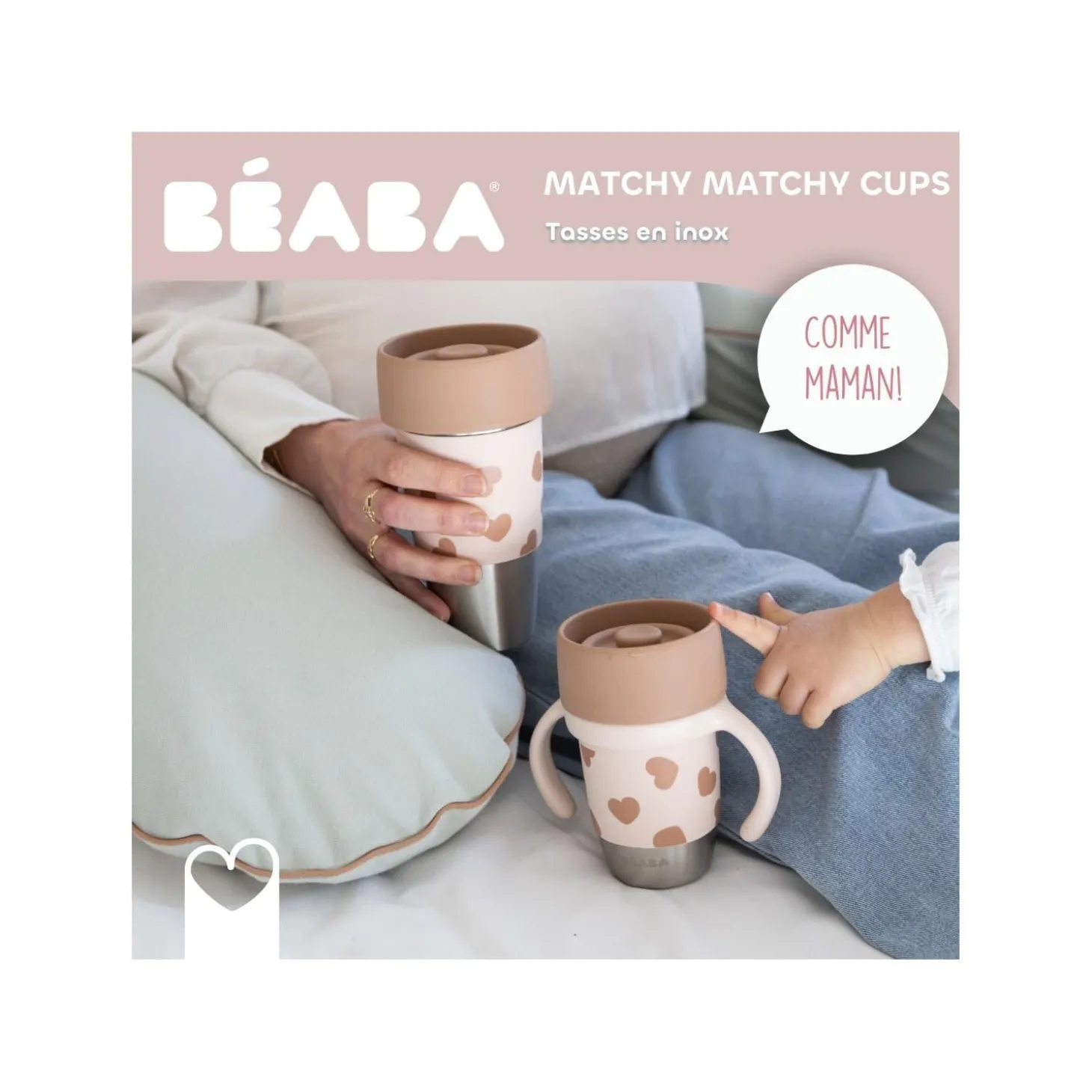 Béaba 2 Tasses Inox Click & Drink Mini & Me BigLove