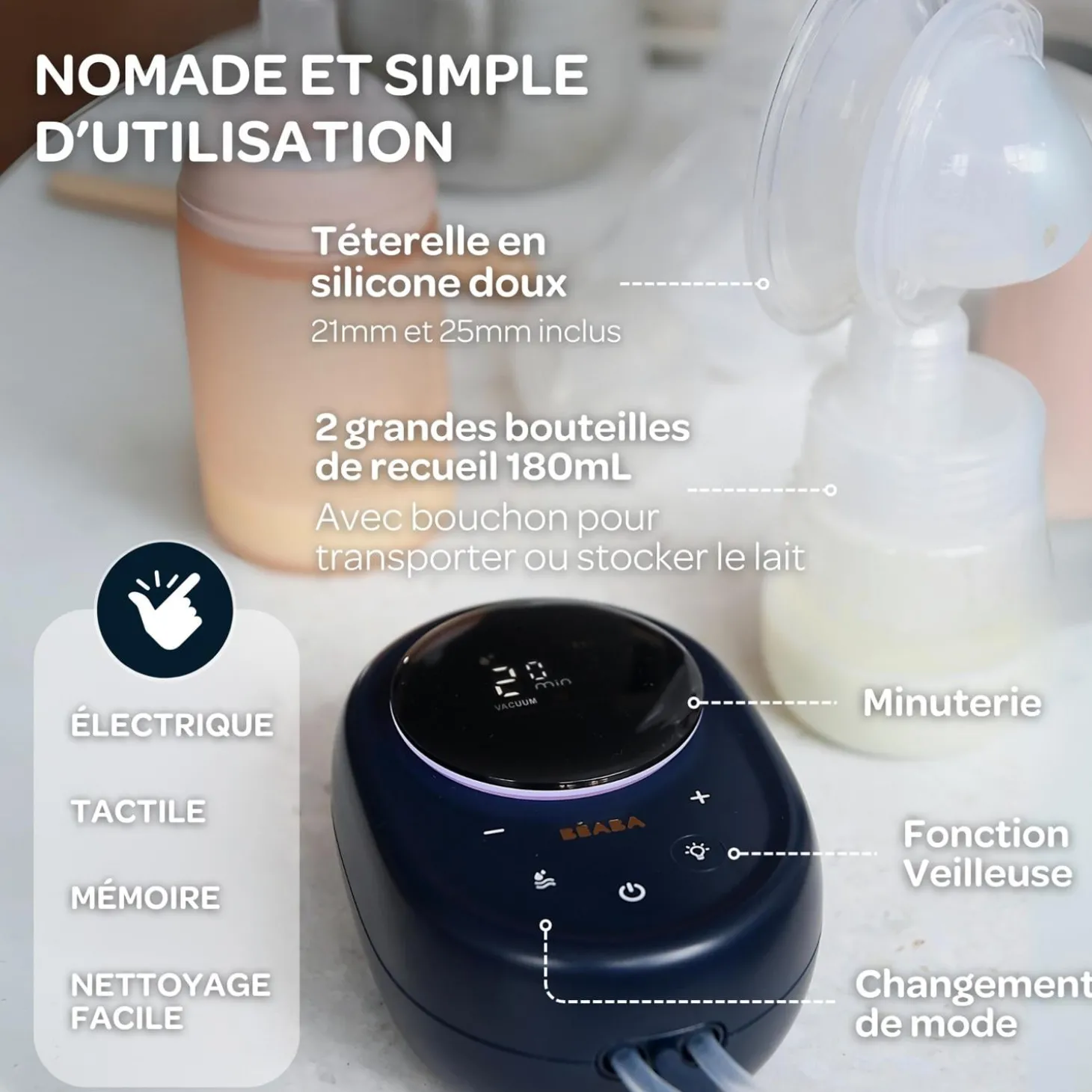 Béaba Tire-lait électrique Double Night Blue