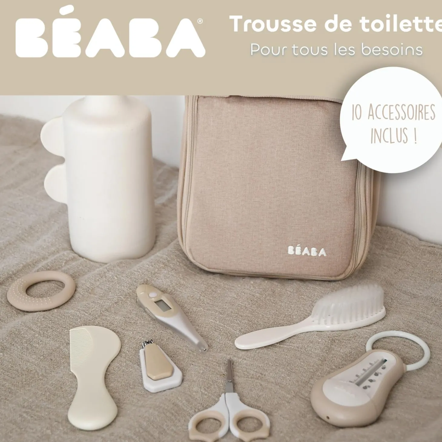 Béaba Trousse de Toilette Nomade 10 Accessoires Clay Earth