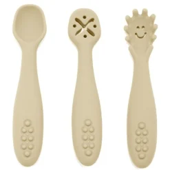 Babireva                    Set de 3 cuillères d'apprentissage en silicone    Sable