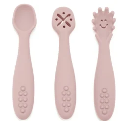 Babireva Set de 3 cuillères d'apprentissage en silicone Rose