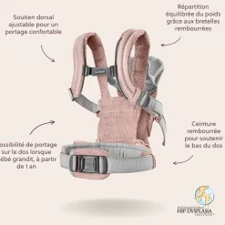 BabyBjörn Porte-bébé Harmony Mesh 3D Rose Poudré
